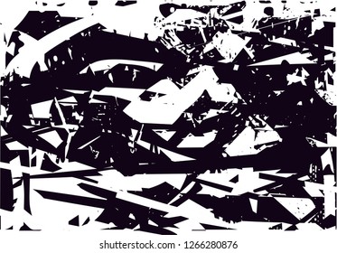 Distressed background in black and white texture with  dark spots, nets,scratches and lines. Abstract vector illustration