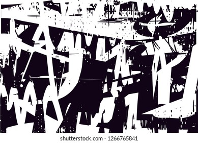 Distressed background in black and white texture with  dark spots, nets,scratches and lines. Abstract vector illustration