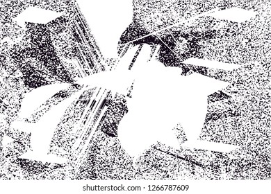 Distressed background in black and white texture with  dark spots, nets,scratches and lines. Abstract vector illustration