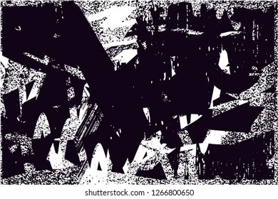 Distressed background in black and white texture with  dark spots, nets,scratches and lines. Abstract vector illustration