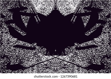 Distressed background in black and white texture with  dark spots, nets,scratches and lines. Abstract vector illustration