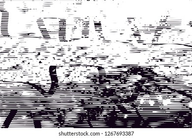 Distressed background in black and white texture with  dark spots, nets,scratches and lines. Abstract vector illustration