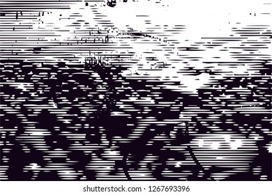 Distressed background in black and white texture with  dark spots, nets,scratches and lines. Abstract vector illustration