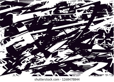 Distressed background in black and white texture with  dark spots, nets,scratches and lines. Abstract vector illustration