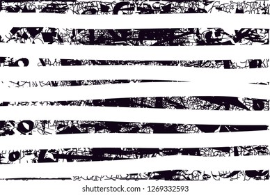 Distressed background in black and white texture with  dark spots, nets, scratches and lines. Abstract vector illustration