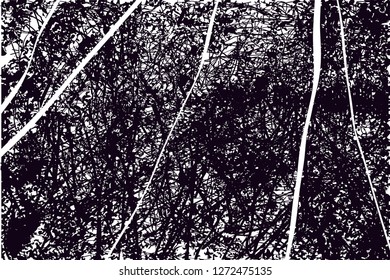 Distressed background in black and white texture with  dark spots, scratches and lines. Abstract vector illustration