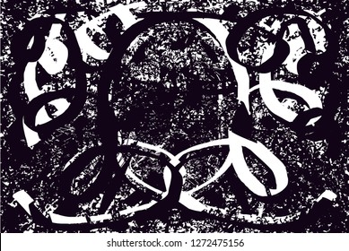 Distressed background in black and white texture with  dark spots, scratches and lines. Abstract vector illustration