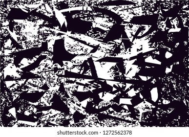 Distressed background in black and white texture with  dark spots, scratches and lines. Abstract vector illustration