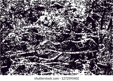 Distressed background in black and white texture with  dark spots, scratches and lines. Abstract vector illustration