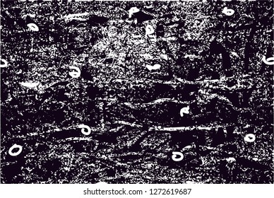 Distressed background in black and white texture with  dark spots, scratches and lines. Abstract vector illustration