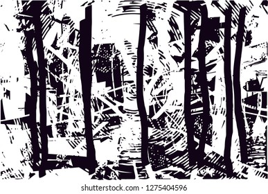 Distressed background in black and white texture from leaves, with dots, spots, scratches and lines. Abstract vector illustration