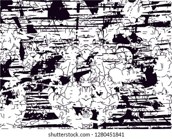 Distressed background in black and white texture from leaves, with dots, spots, scratches and lines. Abstract vector illustration