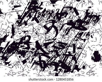 Distressed background in black and white texture from leaves, with dots, spots, scratches and lines. Abstract vector illustration