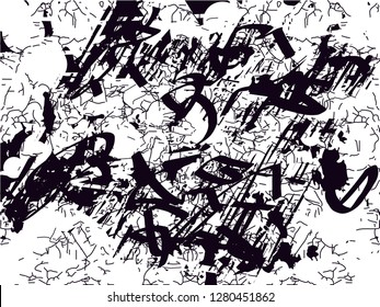 Distressed background in black and white texture from leaves, with dots, spots, scratches and lines. Abstract vector illustration