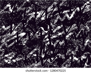 Distressed background in black and white texture from leaves, with dots, spots, scratches and lines. Abstract vector illustration