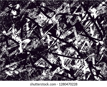 Distressed background in black and white texture from leaves, with dots, spots, scratches and lines. Abstract vector illustration