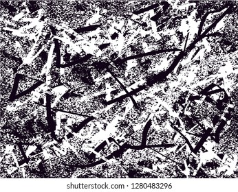 Distressed background in black and white texture from leaves, with dots, spots, scratches and lines. Abstract vector illustration