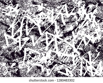 Distressed background in black and white texture from leaves, with dots, spots, scratches and lines. Abstract vector illustration