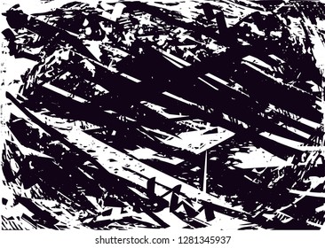 Distressed background in black and white texture from leaves, with dots, spots, scratches and lines. Abstract vector illustration