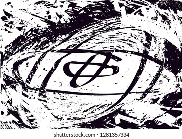Distressed background in black and white texture from leaves, with dots, spots, scratches and lines. Abstract vector illustration