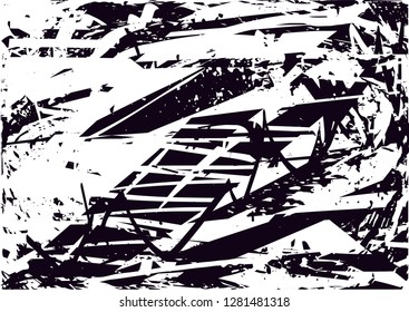 Distressed background in black and white texture from leaves, with dots, spots, scratches and lines. Abstract vector illustration