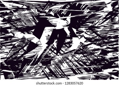Distressed background in black and white texture from leaves, with dots, spots, scratches and lines. Abstract vector illustration