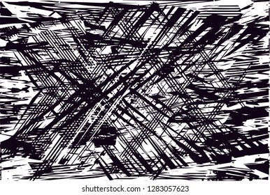Distressed background in black and white texture from leaves, with dots, spots, scratches and lines. Abstract vector illustration