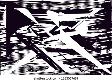 Distressed background in black and white texture from leaves, with dots, spots, scratches and lines. Abstract vector illustration
