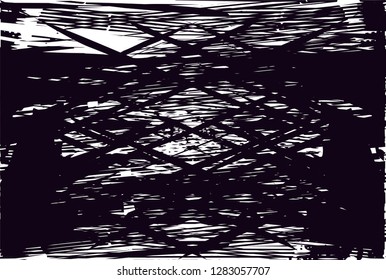 Distressed background in black and white texture from leaves, with dots, spots, scratches and lines. Abstract vector illustration