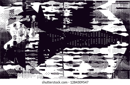 Distressed background in black and white texture with  dark spots, scratches and lines. Abstract illustration