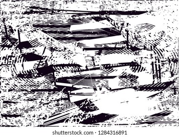 Distressed background in black and white texture with  dark spots, nets,scratches and lines. Abstract vector illustration