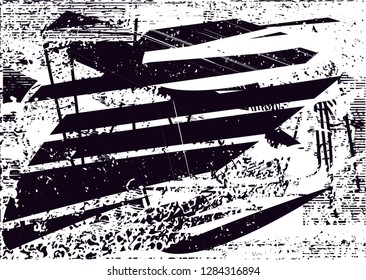 Distressed background in black and white texture with  dark spots, nets,scratches and lines. Abstract vector illustration