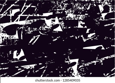 Distressed background in black and white texture with  dark spots, nets,scratches and lines. Abstract vector illustration