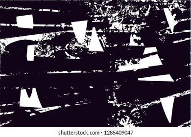 Distressed background in black and white texture with  dark spots, nets,scratches and lines. Abstract vector illustration