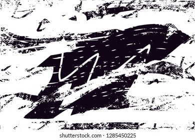 Distressed background in black and white texture with  dark spots, nets,scratches and lines. Abstract vector illustration