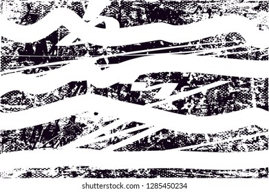 Distressed background in black and white texture with  dark spots, nets,scratches and lines. Abstract vector illustration
