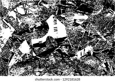 Distressed background in black and white texture with  dark spots, nets,scratches and lines. Abstract vector illustration