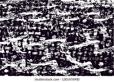 Distressed background in black and white texture with  dark spots, nets,scratches and lines. Abstract vector illustration