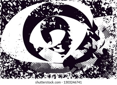 Distressed background in black and white texture with dots, spots, scratches and lines. Abstract vector illustration