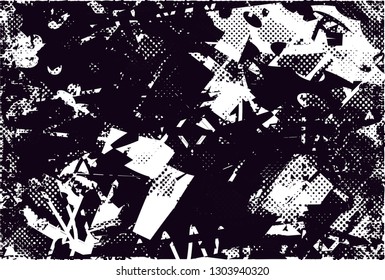 Distressed background in black and white texture with  dark spots, scratches and lines. Abstract vector illustration
