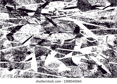 Distressed background in black and white texture with  dark spots, scratches and lines. Abstract vector illustration