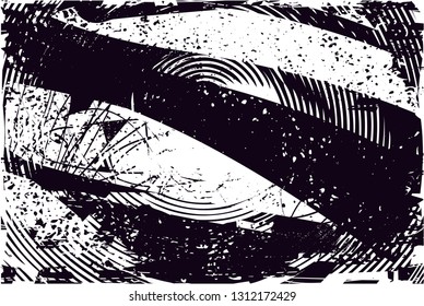 Distressed background in black and white texture with  dark spots, scratches and lines. Abstract vector illustration