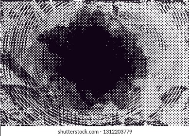Distressed background in black and white texture with  dark spots, scratches and lines. Abstract vector illustration