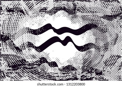 Distressed background in black and white texture with  dark spots, scratches and lines. Abstract vector illustration