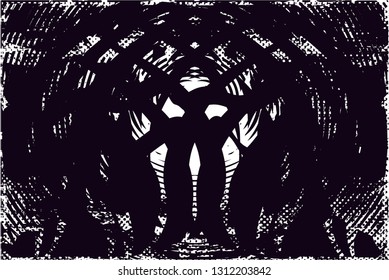 Distressed background in black and white texture with  dark spots, scratches and lines. Abstract vector illustration