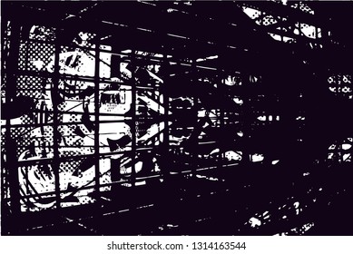 Distressed background in black and white texture with  dark spots, scratches and lines. Abstract vector illustration