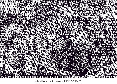 Distressed background in black and white texture with  dark spots, scratches and lines. Abstract vector illustration
