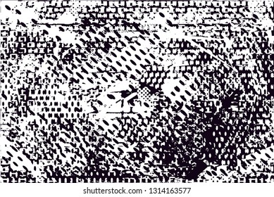 Distressed background in black and white texture with  dark spots, scratches and lines. Abstract vector illustration