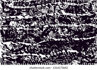 Distressed background in black and white texture with  dark spots, scratches and lines. Abstract vector illustration