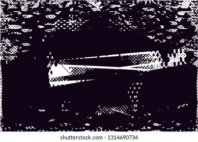 Distressed background in black and white texture with  dark spots, scratches and lines. Abstract vector illustration